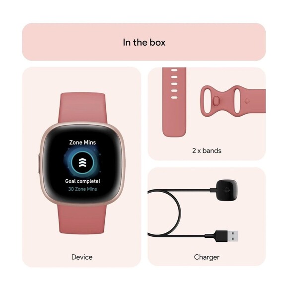 Fitbit Versa 4 Activity Tracker Watch Pink Sand Copper Rose Aluminum GPS HR Slep - Picture 7 of 12